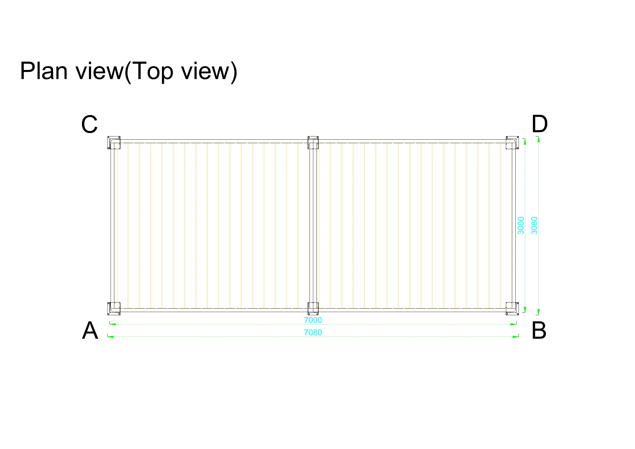 AERA 700 – Technische Masszeichnung: 7'000 × 3'000 mm