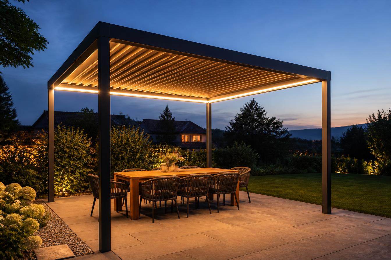 Freistehende Aluminium-Pergola zum Thema Pergola in Zürich planen: Grösse, Montage und Offerten