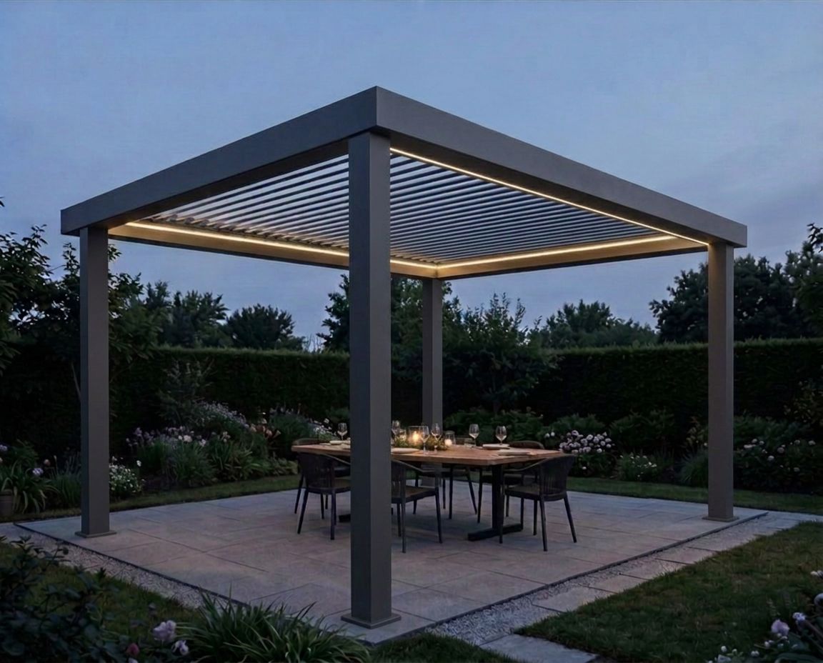 Freistehende Pergola mit vier massiven Eckpfosten